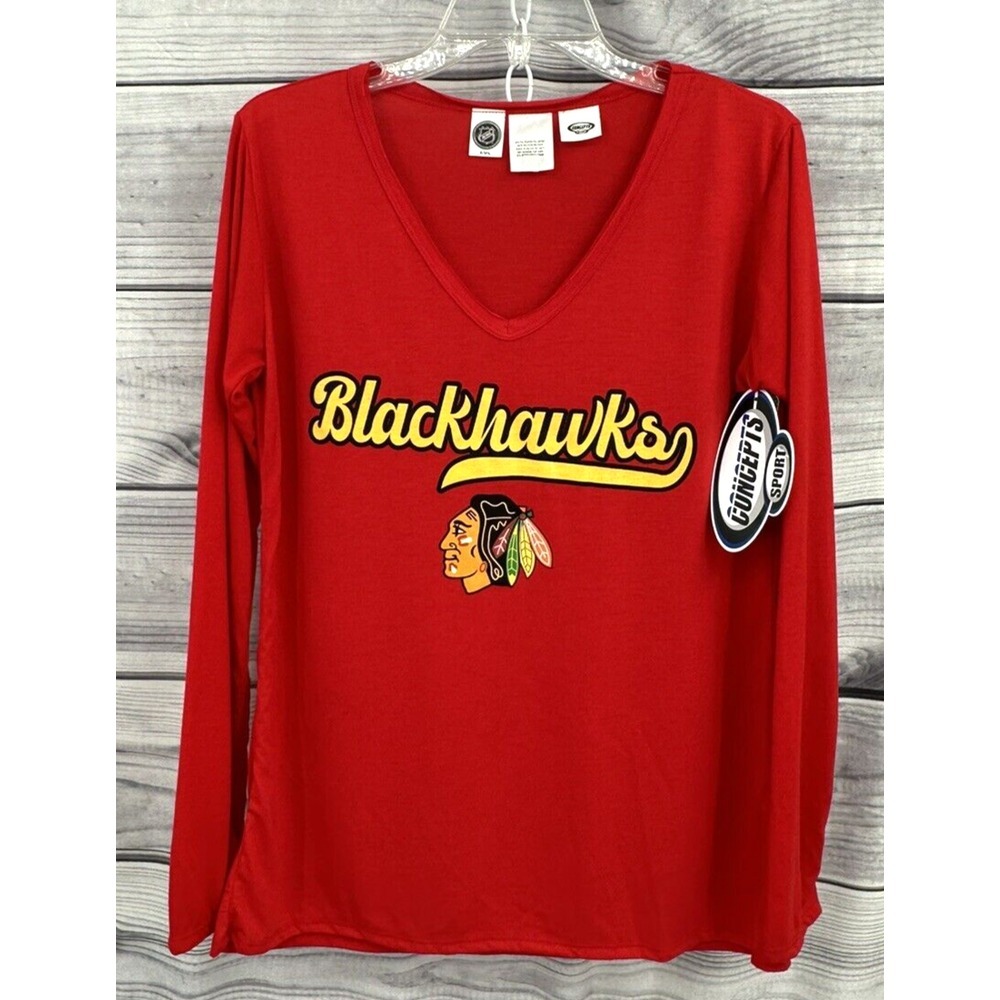 CONCEPTS SPORTS CHICAGO BLACKHAWKS NHL‎ LONG SLEEVE TEE T SHIRT Women's Sz Small